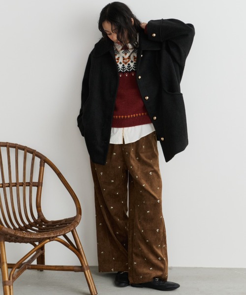 Unitage（ユニテージ）の「刺繍コーデュロイワイドパンツ（その他パンツ・レディース・ブラウン/アイボリー・FREE）」の10枚目の写真