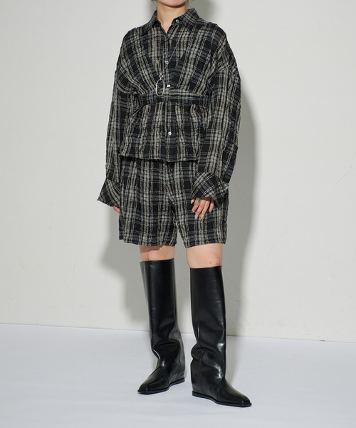 GRISE(グリーズ)の「《/WEB+一部店舗限定》GRISEレザースクエアワイドシャフトロングブーツ(ブーツ・レディース・ブラック/ブラウン・X-LARGE/LARGE/MEDIUM/SMALL)」の9枚目の写真