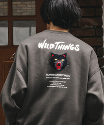 限定展開 WILD THINGS/ワイルドシングス CAT SWEAT / キャット クルーネック スウェット