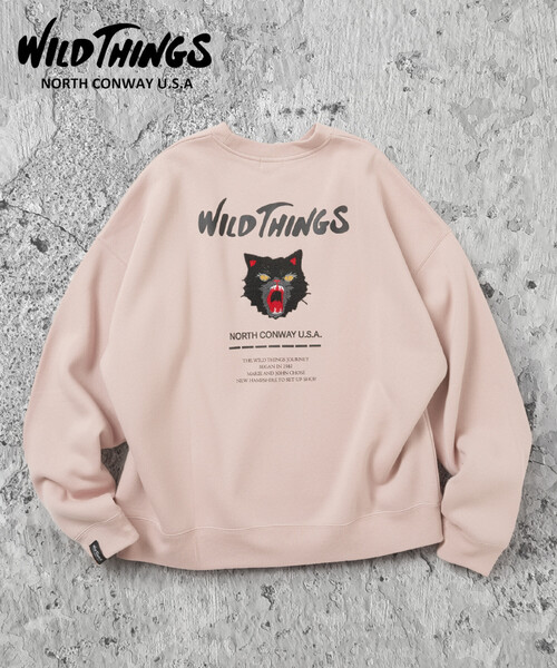 WILD THINGS(ワイルドシングス)の「限定展開 WILD THINGS/ワイルドシングス CAT SWEAT / キャット クルーネック スウェット(スウェット・メンズ・アッシュグレー/ピンク/グレイッシュベージュ/スミクロ・SMALL/MEDIUM/LARGE)」の4枚目の写真