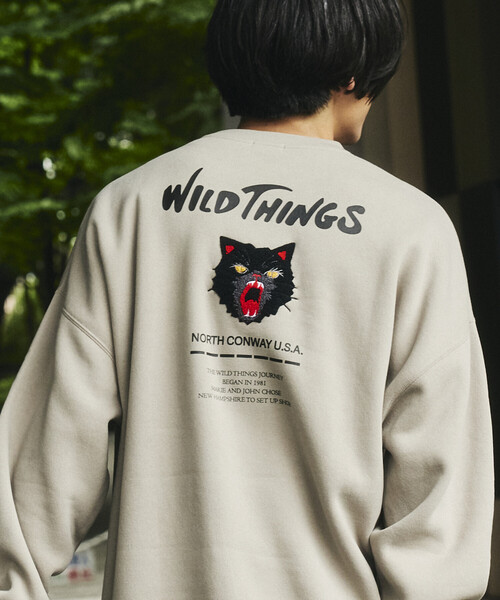 WILD THINGS(ワイルドシングス)の「限定展開 WILD THINGS/ワイルドシングス CAT SWEAT / キャット クルーネック スウェット(スウェット・メンズ・アッシュグレー/ピンク/グレイッシュベージュ/スミクロ・SMALL/MEDIUM/LARGE)」の3枚目の写真