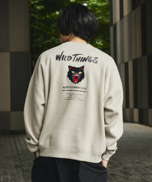 WILD THINGS(ワイルドシングス)の「限定展開 WILD THINGS/ワイルドシングス CAT SWEAT / キャット クルーネック スウェット(スウェット・メンズ・アッシュグレー/ピンク/グレイッシュベージュ/スミクロ・SMALL/MEDIUM/LARGE)」の7枚目の写真