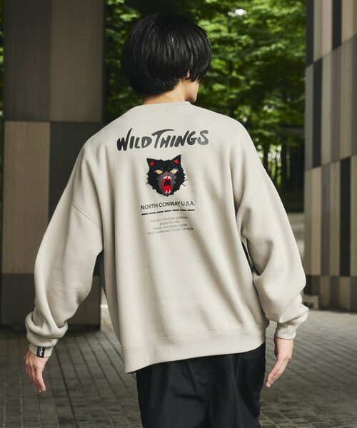 WILD THINGS(ワイルドシングス)の「限定展開 WILD THINGS/ワイルドシングス CAT SWEAT / キャット クルーネック スウェット(スウェット・メンズ・アッシュグレー/ピンク/グレイッシュベージュ/スミクロ・SMALL/MEDIUM/LARGE)」の8枚目の写真