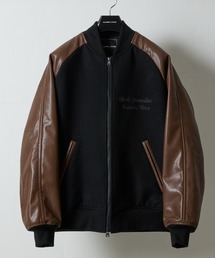 NUMBER (N)INE（ナンバーナイン）の「RAGLAN SLEEVE ZIPPER STADIUM JACKET / ラグランスリーブ ワンポイント刺繍 裏キルティング 中綿 スタジャン（スタジャン）」