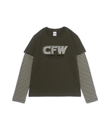 CFW モーショングラフィックレイヤードロングスリーブTシャツ (カーキ)