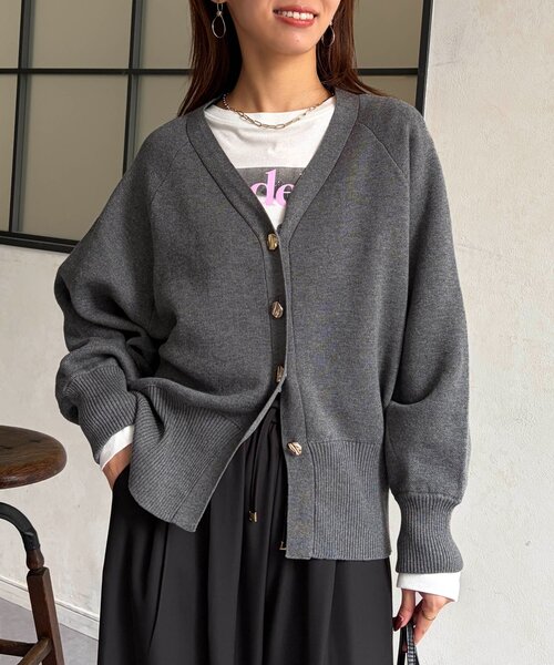 Chez toi(シェトワ)の「【ハンドウォッシャブル】スウェットライクコクーンカーディガン(カーディガン/ボレロ・レディース・ライム/ピンク/グレー/ブラック・FREE)」の13枚目の写真