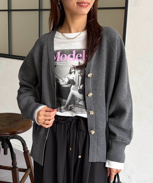 Chez toi(シェトワ)の「【ハンドウォッシャブル】スウェットライクコクーンカーディガン(カーディガン/ボレロ・レディース・ライム/ピンク/グレー/ブラック・FREE)」の15枚目の写真