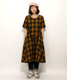 LBC | bul bul リネンオーバーダイブロックVネックワンピース(ワンピース)