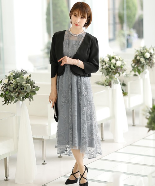PourVous(プールヴー)の「美人度上げるラウンド ペプラム ボレロ 結婚式対応 オケージョン (ノーカラージャケット・レディース・ベージュ/ブラック・XL/L/M/XXL)」の8枚目の写真