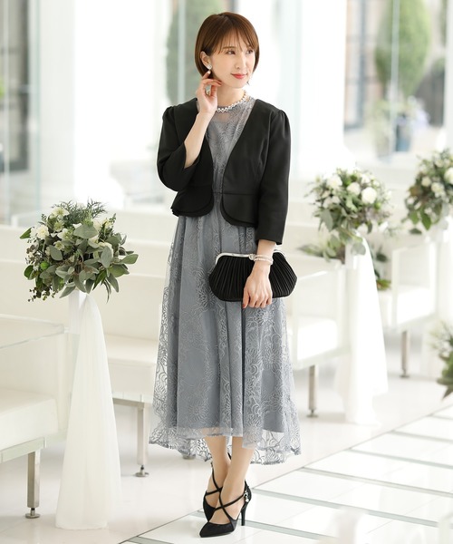 PourVous(プールヴー)の「美人度上げるラウンド ペプラム ボレロ 結婚式対応 オケージョン (ノーカラージャケット・レディース・ベージュ/ブラック・XL/L/M/XXL)」の19枚目の写真