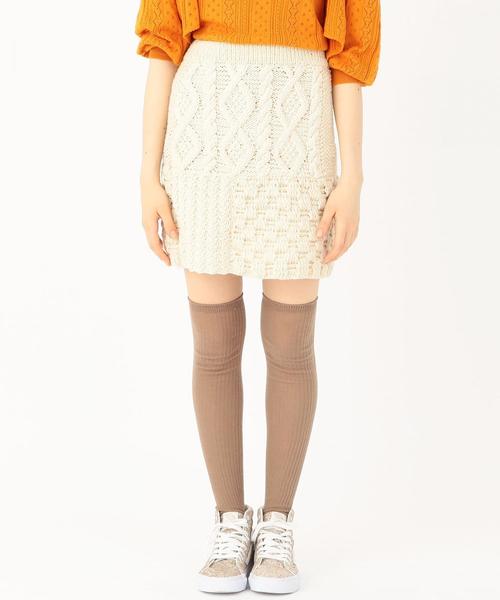 Another Edition（アナザーエディション）の「Another Edition×YUGE パッチワークニットスカート（スカート・レディース・オフホワイト/オレンジ・フリー）」の5枚目の写真