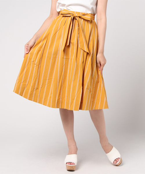 mysty woman（ミスティウーマン）の「ダブルストライプ柄フレアスカート（スカート・レディース・イエロー系その他/ブルー系その他/ホワイト系その他・FREE）」の3枚目の写真