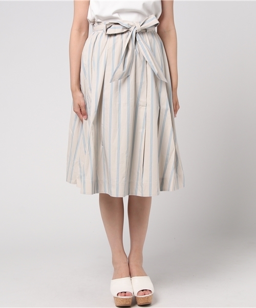 mysty woman（ミスティウーマン）の「ダブルストライプ柄フレアスカート（スカート・レディース・イエロー系その他/ブルー系その他/ホワイト系その他・FREE）」の4枚目の写真