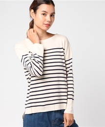 earth music&ecology | ・ボートネックボーダーニットプルオーバー(ニット/セーター)