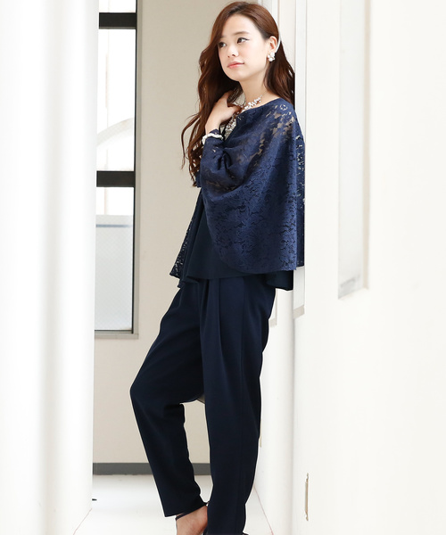 PourVous（プールヴー）の「タイト フォーマル 大きいサイズ ロング丈&ケープ セットアップ 結婚式対応 オケージョンドレス パーティー パンツドレス お呼ばれ 七五三 ママ お宮参り 学校行事 二次会 成人式 （パンツドレス・レディース・ブラック/ネイビー・4L/XL/M/L/XXL/S）」の17枚目の写真