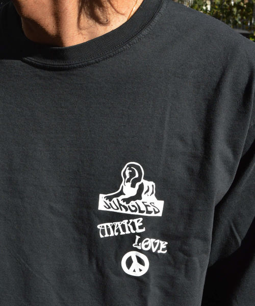 JUNGLES(ジャングルス)の「JUNGLES/ジャングルス MAKE LOVE NOT WAR L/S TEE(Tシャツ/カットソー・メンズ・ブラック・M/S)」の5枚目の写真