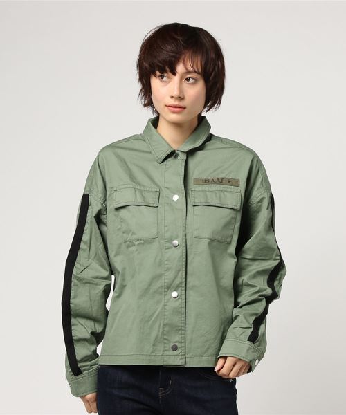 VENCEEXCHANGE(ヴァンスエクスチェンジ)の「ボリューム袖ミリタリーシャツジャケット(シャツ/ブラウス・レディース・ライトカーキ/グリーン/ダークグリーン/ダークカーキ・MEDIUM)」の7枚目の写真