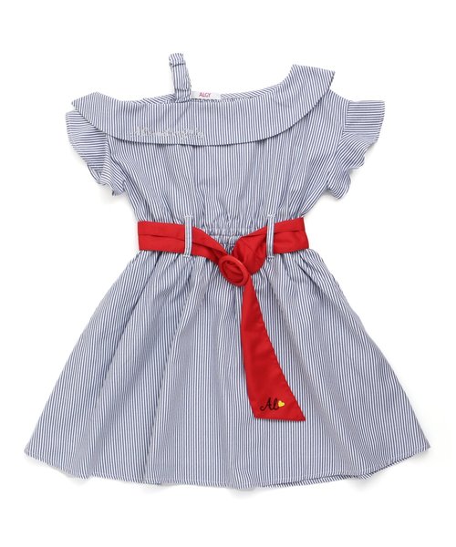 algy(アルジー)の「ストライプワンショルワンピ(ワンピース・キッズ・ネイビー/グリーン・MEDIUM/SMALL/XX-SMALL/X-SMALL)」の2枚目の写真