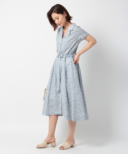 laboratory work（ラボラトリーワーク）の「オープンカラープリントワンピース（ワンピース・レディース・ネイビー/オフホワイト・MEDIUM）」の2枚目の写真