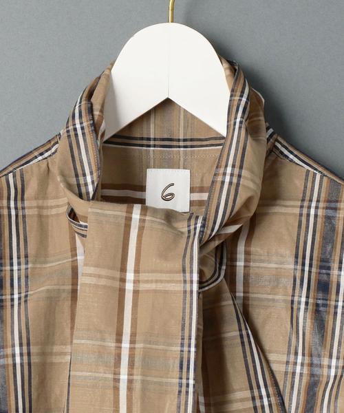 6(ROKU) COTTON LINEN CHECK TIE SHIRT/シャツ 6（ロク）の「＜6(ROKU)＞COTTON LINEN CHECK TIE SHIRT/シャツ