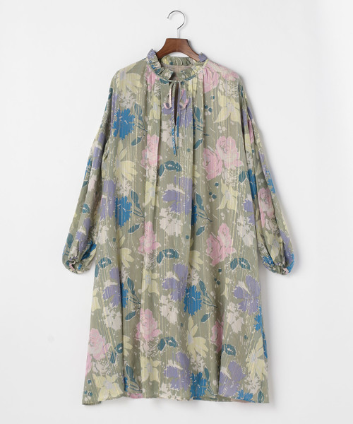 セール Martinique ワンピース シルクラメフラワープリント ワンピース Martinique マルティニーク のファッション