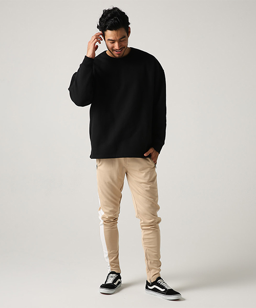 AZUL by moussy（アズールバイマウジー）の「サイドラインエステルジャージ裾ZIPパンツ（その他パンツ・メンズ・ブラック/ベージュ・SMALL/MEDIUM/LARGE）」の17枚目の写真