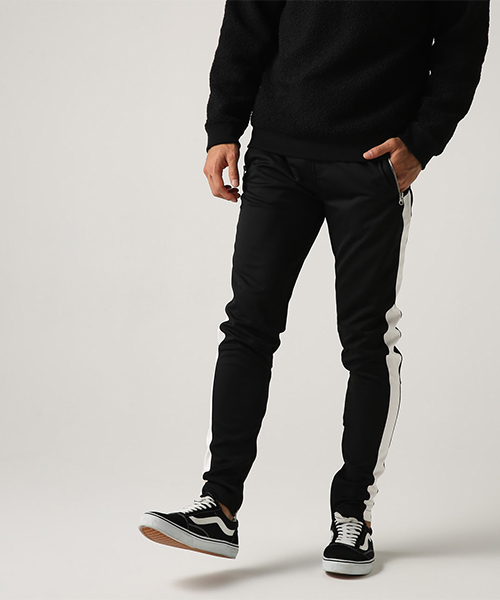 AZUL by moussy（アズールバイマウジー）の「サイドラインエステルジャージ裾ZIPパンツ（その他パンツ・メンズ・ブラック/ベージュ・SMALL/MEDIUM/LARGE）」の7枚目の写真