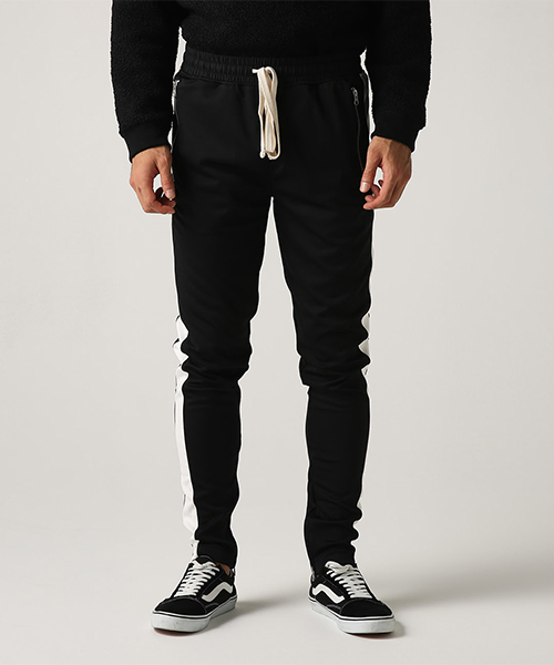 AZUL by moussy（アズールバイマウジー）の「サイドラインエステルジャージ裾ZIPパンツ（その他パンツ・メンズ・ブラック/ベージュ・SMALL/MEDIUM/LARGE）」の14枚目の写真