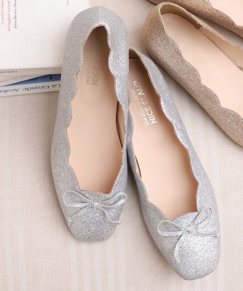 one after another NICE CLAUP（ワンアフターアナザーナイスクラップ）の「スカラ ラメバレエシューズ（バレエシューズ・レディース・ゴールド/シルバー・SMALL/MEDIUM/LARGE/X-LARGE/X-SMALL）」の2枚目の写真