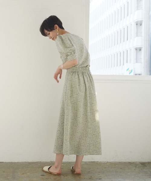 titivate（ティティベイト）の「ﾘｰﾌﾌﾟﾘﾝﾄﾌﾚｱﾛﾝｸﾞｽｶｰﾄ（スカート・レディース・ネイビー/ブラウン/アイボリー・S/M/L）」の22枚目の写真