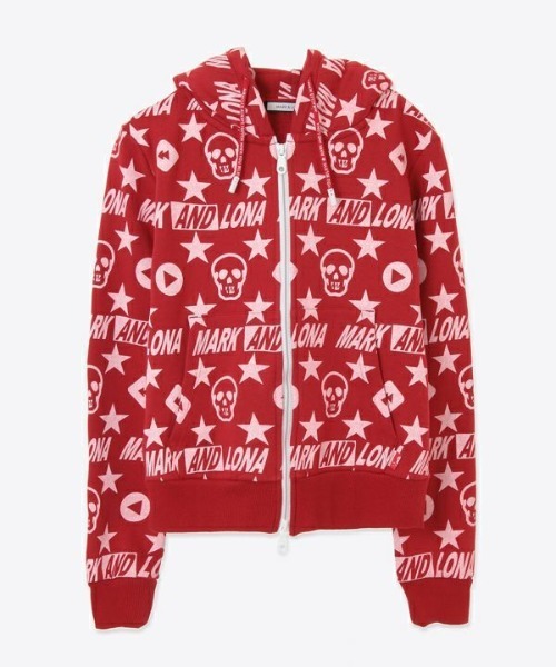 マークアンドロナ レディース パーカー MARK&LONA（マークアンドロナ） ジップパーカー 黒×蛍光ライトグリーン