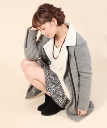 DISCOAT | 【Discoat】スライバー衿ボアライダースコート(その他アウター)