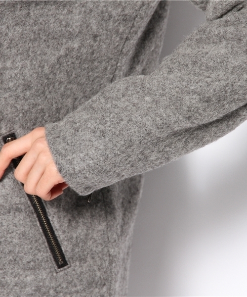 DISCOAT(ディスコート)の「【Discoat】スライバー衿ボアライダースコート(その他アウター・レディース・グレー/ブラック・フリ-)」の7枚目の写真