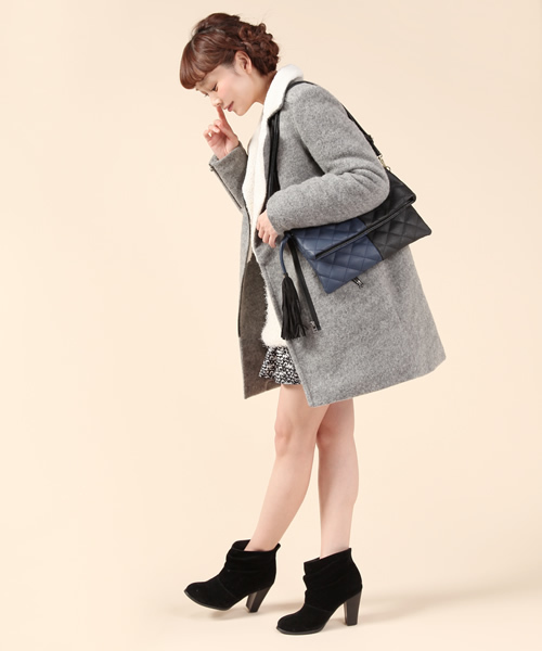 DISCOAT(ディスコート)の「【Discoat】スライバー衿ボアライダースコート(その他アウター・レディース・グレー/ブラック・フリ-)」の11枚目の写真