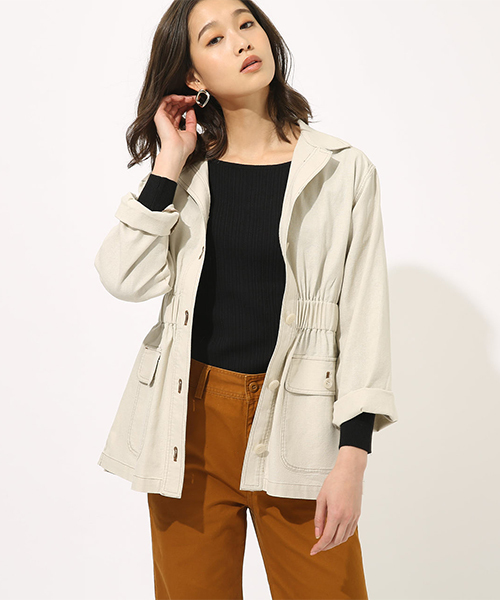 AZUL BY MOUSSY(アズールバイマウジー)の「LINEN TOUCH SAFARI JK/リネンタッチサファリジャケット(その他アウター)」|オフホワイト