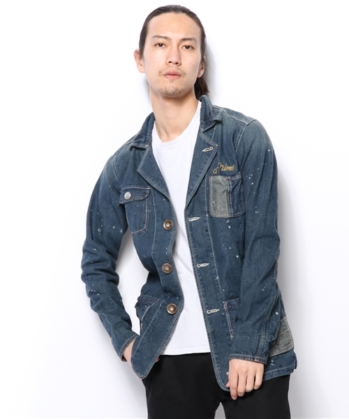 Denime（ドゥニーム）の「WEGO/ペイントデニムジャケット（デニムジャケット・メンズ・ネイビー・LARGE/MEDIUM）」の4枚目の写真