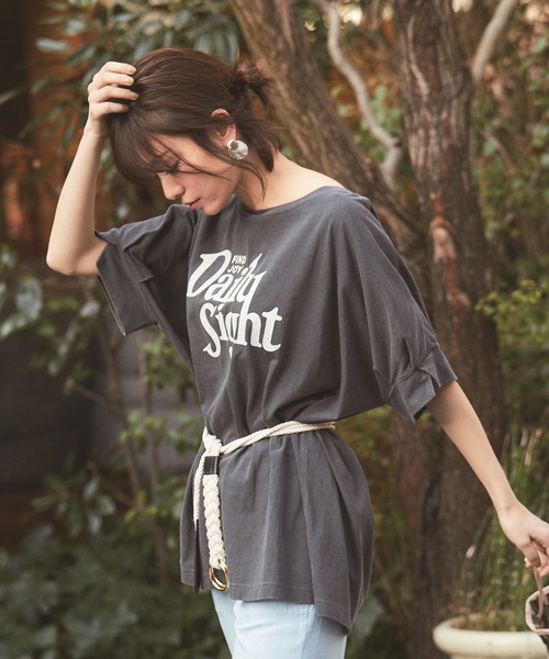 BAYFLOW(ベイフロー)の「ピグメントBIGTシャツ(Tシャツ/カットソー・レディース・チャコール/ブラウン/ホワイト・FREE)」の3枚目の写真