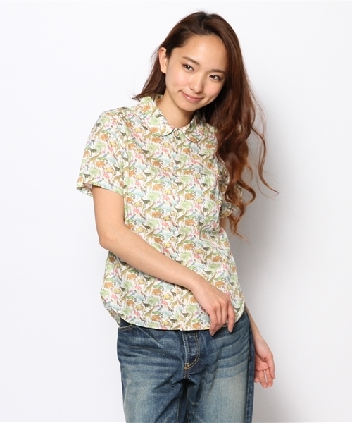 BEAMS BOY（ビームスボーイ）の「○BEAMS BOY / リバティ ラウンドカラー シャツ（シャツ/ブラウス・レディース・ホワイト/ブラック・ONE SIZE）」の2枚目の写真