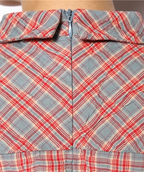 Kastane（カスタネ）の「【Kastane】チェックBACK開きワンピース（ワンピース・レディース・ライトブルー・FREE）」の4枚目の写真