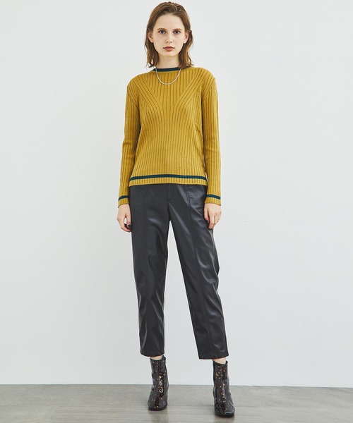 STUDIOUS（ステュディオス）の「【STUDIOUS】リブ パターンクルーネックニット（ニット/セーター・レディース・ベージュ/パープル/ネイビー/マスタード・FREE）」の18枚目の写真