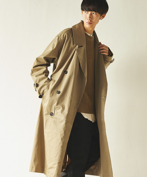 Rocky Monroe（ロッキーモンロー）の「T/Cツイルビッグトレンチコート（トレンチコート・メンズ・ブラック/ベージュ/ブラウン/カーキ・M/L）」の3枚目の写真