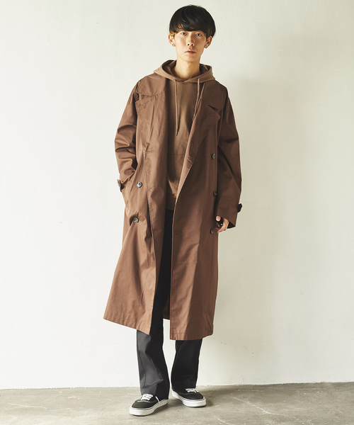 Rocky Monroe（ロッキーモンロー）の「T/Cツイルビッグトレンチコート（トレンチコート・メンズ・ブラック/ベージュ/ブラウン/カーキ・M/L）」の14枚目の写真