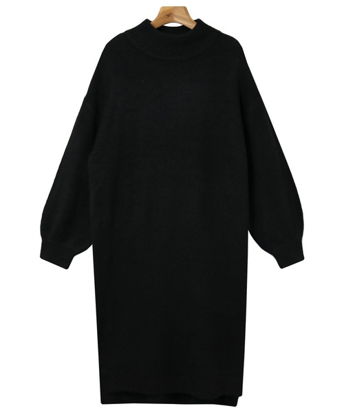 セール】ハイネックバルーン袖ニットワンピース（ワンピース）｜andme