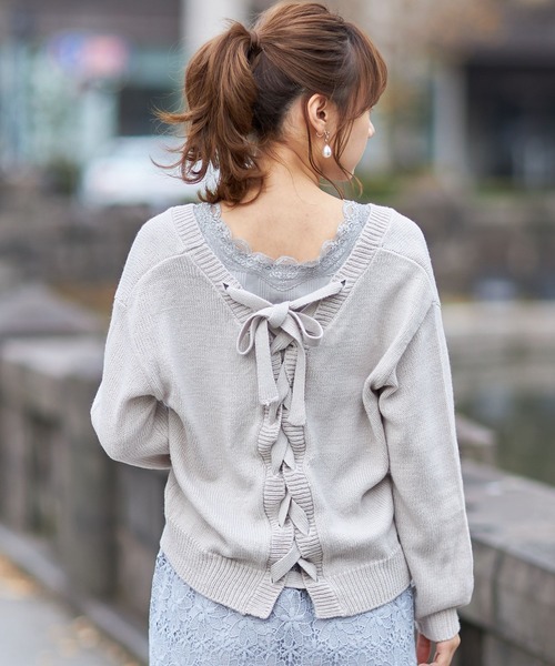 tocco closet（トッコ　クローゼット）の「レース付きリブタンクトップ（タンクトップ・レディース・ブラック/グレー/オフホワイト/ピンク/ミント・M）」の16枚目の写真