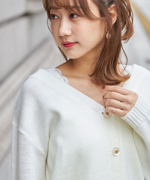 tocco closet（トッコ　クローゼット）の「レース付きリブタンクトップ（タンクトップ・レディース・ブラック/グレー/オフホワイト/ピンク/ミント・M）」の12枚目の写真