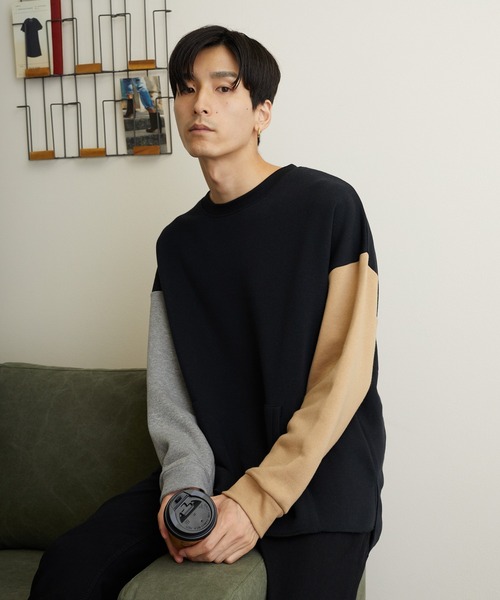 TONE SELECT WEAR(トーンセレクトウェア)の「【TONE MEN'S】パイルスリットBIGスウェット(BL)(スウェット・メンズ・ブラック/チャコールグレー/ライトグレー/杢グレー/ベージュ/その他1/その他2・MEDIUM/LARGE)」の7枚目の写真