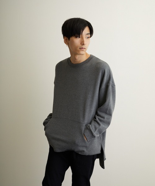 TONE SELECT WEAR(トーンセレクトウェア)の「【TONE MEN'S】パイルスリットBIGスウェット(BL)(スウェット・メンズ・ブラック/チャコールグレー/ライトグレー/杢グレー/ベージュ/その他1/その他2・MEDIUM/LARGE)」の3枚目の写真
