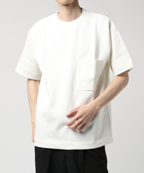 ESTNATION(エストネーション)の「ESTNATION / プレミアムダブルフェイス クルーネックTシャツ(Tシャツ/カットソー・メンズ・ブラック/ベージュ/ネイビー/ホワイト・MEDIUM/LARGE/SMALL)」の6枚目の写真