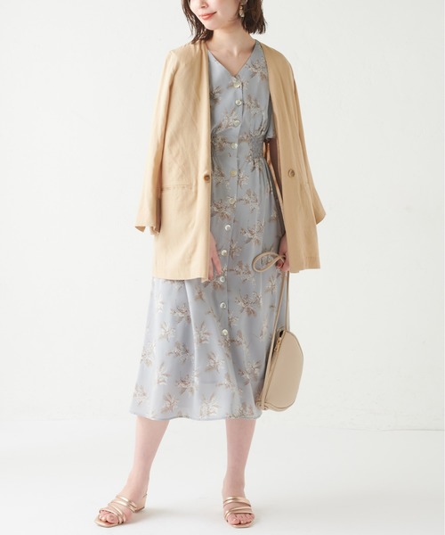 natural couture(ナチュラルクチュール)の「リゾート柄シェル釦ワンピース(ワンピース・レディース・ベージュ/サックスブルー/イエロー・FREE)」の10枚目の写真