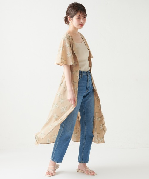 natural couture(ナチュラルクチュール)の「リゾート柄シェル釦ワンピース(ワンピース・レディース・ベージュ/サックスブルー/イエロー・FREE)」の4枚目の写真